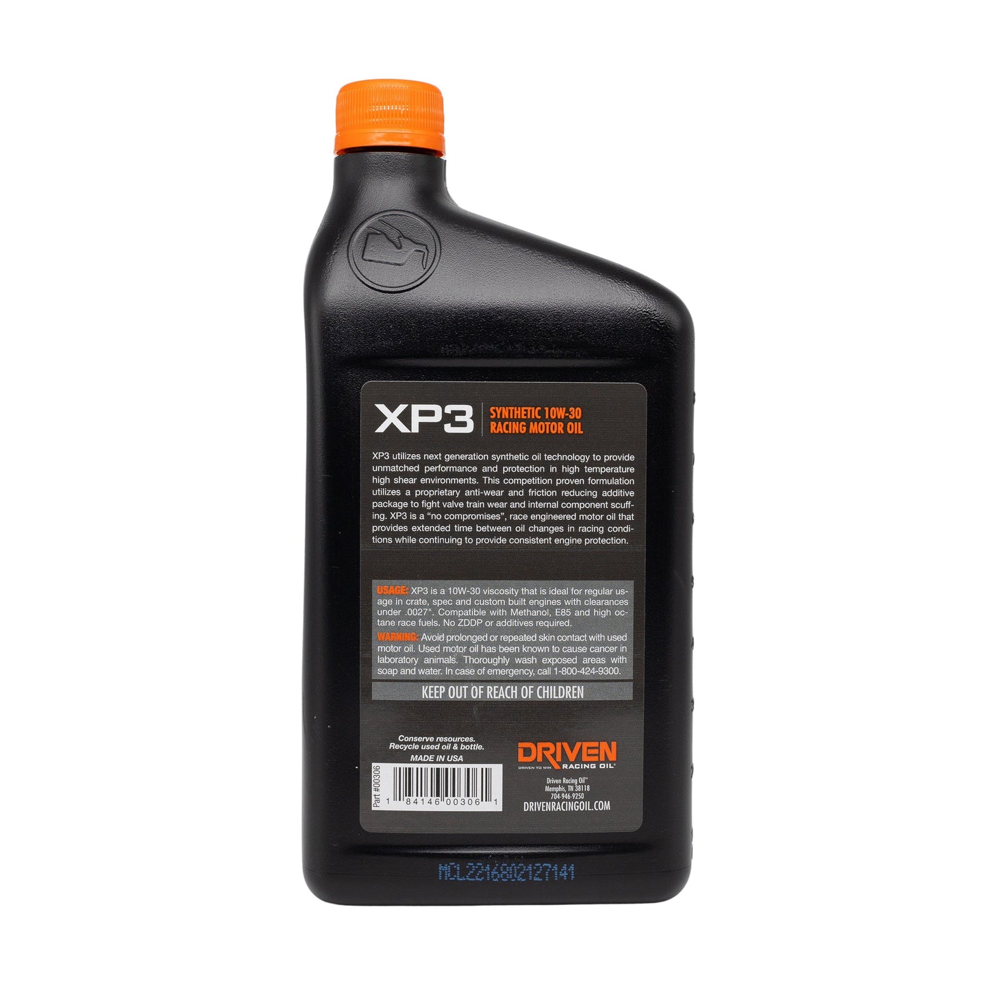 XP3 Synthetic 10W-30 Racing Oil, Quart