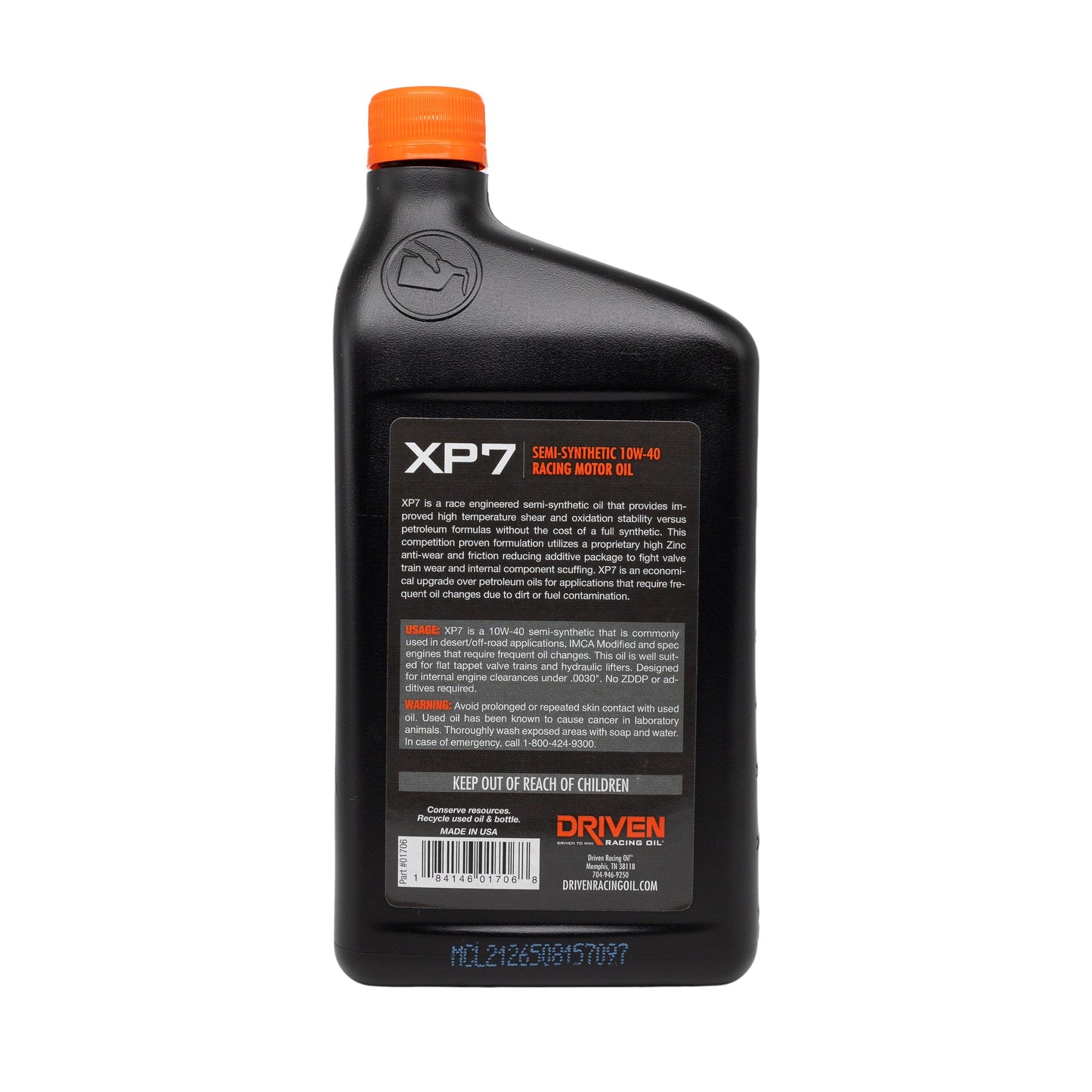 XP7 Semi-Synthetic Racing Oil, 10W-40 Quart