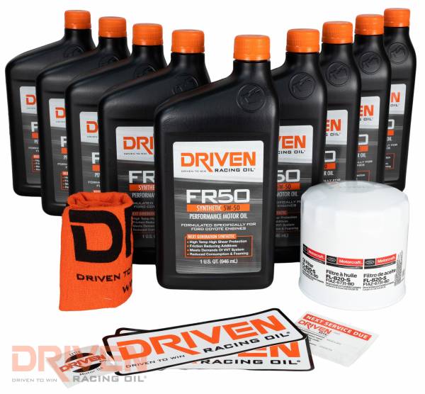 Driven Racing Oil - FR50 Oil Change Kit for Mustang GT500  5.8 Modular Supercharged Engines (2013-2014) w/ 9 Qt. Capacity