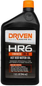 Shop By Product - Hot Rod Engine Oils - Driven Racing Oil - HR6 10W-40 Synthetic Hot Rod Oil
